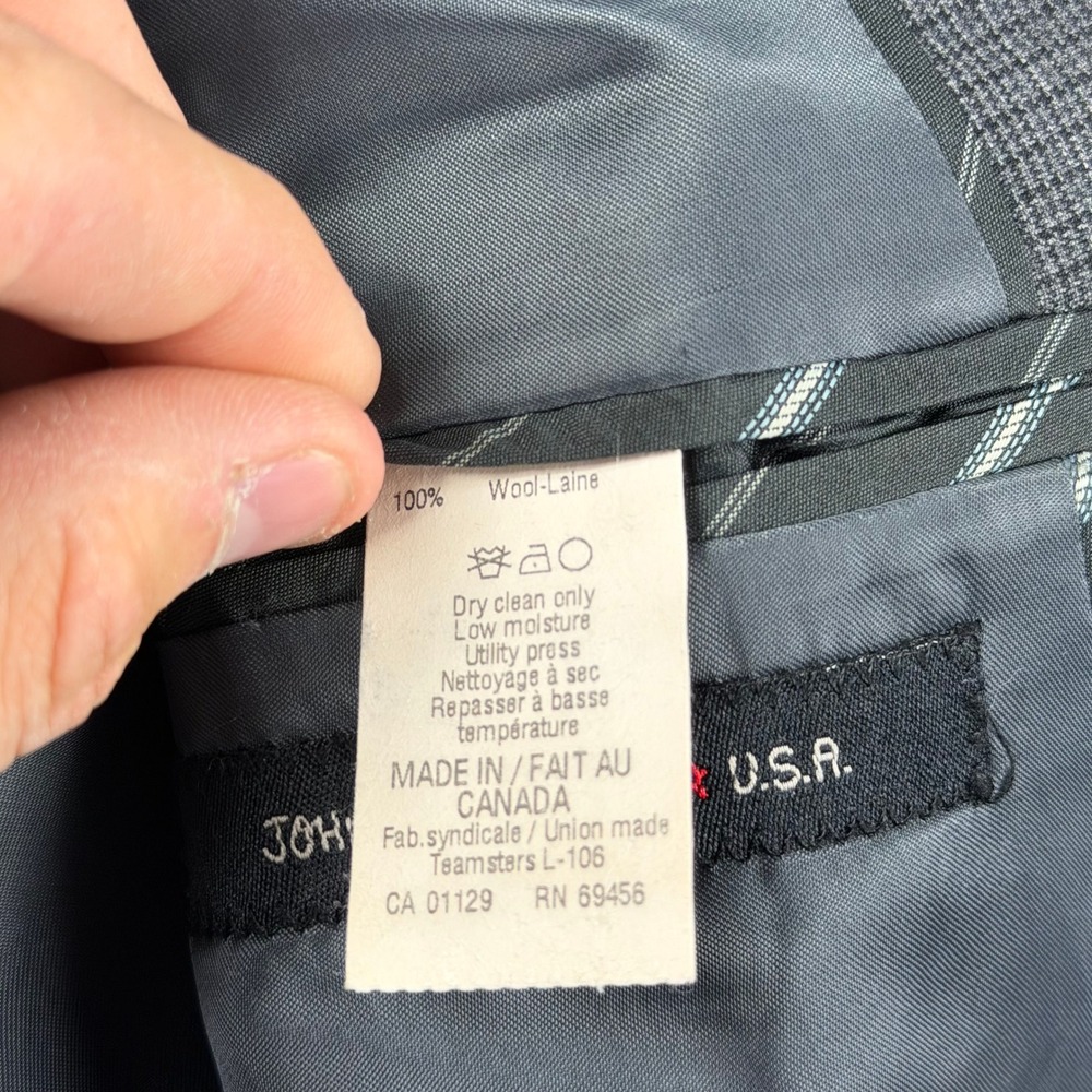 John Varvatos Blazer Mens 38R Grey Wool Micro Check Sport Coat L526659B Canada - Picture 9 of 12